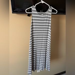 Grey and white stripe maxi dress size medium